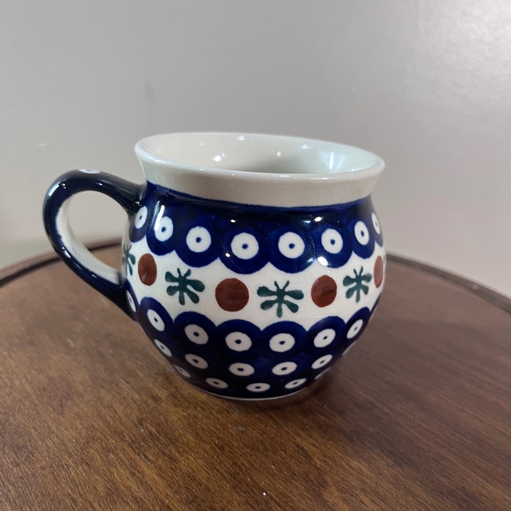 Boleslawiec Blue Excellent Vtg Peacock Eye Polish Pottery